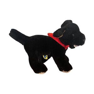Build a Bear Mini Black Lab Puppy With Red Magnetic Handkerchief